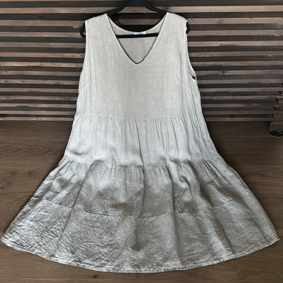 Rosemarine Linen Maxi Dress Womens Plus size 2X Sleeveless Tiered hem Lagenlook - Picture 1 of 9